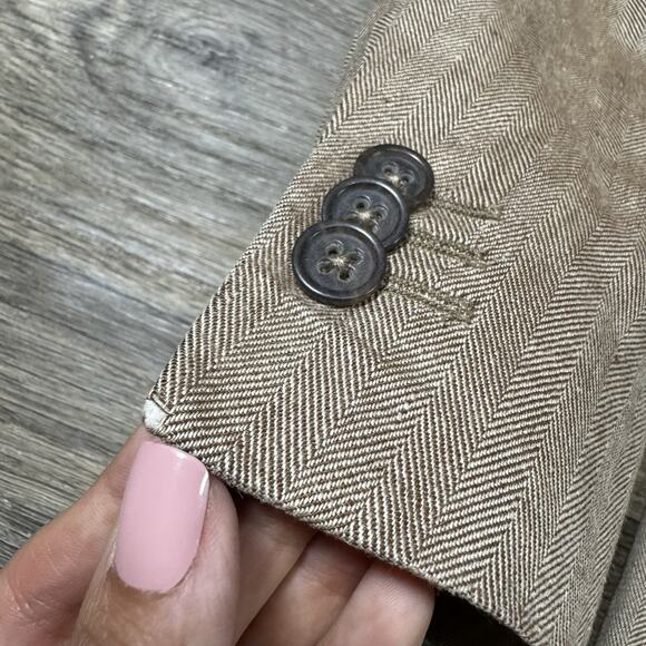Banana Republic 100% Tan Herringbone Linen Sports Jacket 44R - Picture 5 of 16
